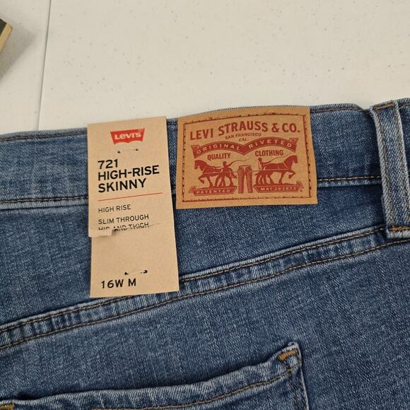 NWT Levis 721 high rise skinny jeans blue denim 16w womens 5838d - Picture 5 of 13